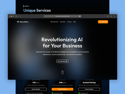 NeuroWave – AI-Powered Business Growth Landing Page ai framer landing page responsive saas ui design