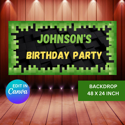 Mine Theme Crafter Backdrop Poster Banner birthday backdrop birthday decoration birthday design kids party minecraft backdrop minecraft banner minecraft birthday minecraft chart minecraft idea minecraft poster party supply