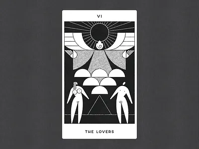 VI. THE LOVERS illustration tarot vector vintage