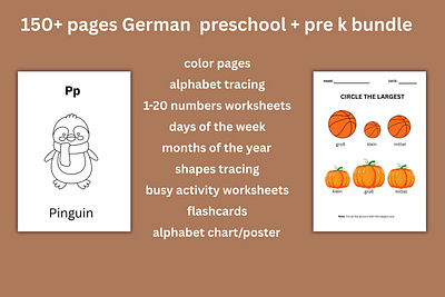 Learn German PreK + K Bundle, 100 Pages | German Preschool & Kin activity worksheets german homeschool german preschool german worksheets learn german prek bundle