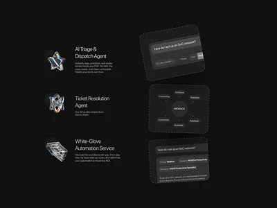 AI Cards ai app artificial intelligence automation bento bento grids black and white cards dark mode design landing ui uiux ux web web design