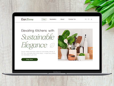 🌱 Luxury Eco Kitchenware – E-Commerce Landing Page_DailyUI#012 dailyui dribbble ecofriendly ecommerce kitchenware lightmode luxury shopping uiux