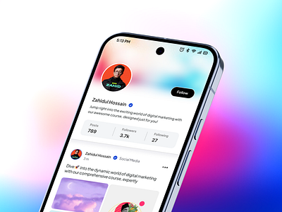 Course-based Social Media App UI UX appdesign facebook ui instagram ui ios mobile social app modern profile page security socia media template social app social media app social network twitter ui ui design uiux
