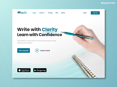 Daily UI #003 - Landing Page affinity designer affinity photo blue daily daily 100 challenge daily ui dailyui design graphic design hobby illustration landing page learning logo paper photo editing redesign ui ux writing