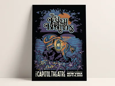 The Teskey Brothers - The Capitol Theatre cougar design hand lettered hand lettering illustration merch merch design poster procreate retro