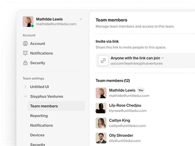 Team members — Untitled UI invite invite team product design share share modal ui design user interface
