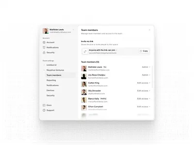 Invite team members — Untitled UI invite email invite team modal product design share ui design user interface