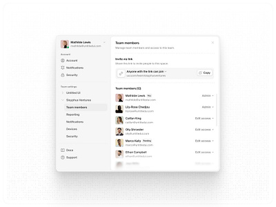 Invite team members — Untitled UI invite email invite team modal product design share ui design user interface