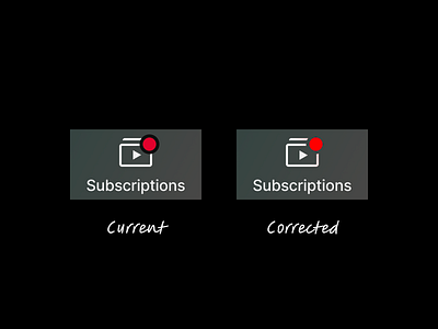 YouTube iOS Notification Indicator Bug Fix app bug correction design fix gradient ios iphone mobile notification service streaming subscription ui ux video youtube