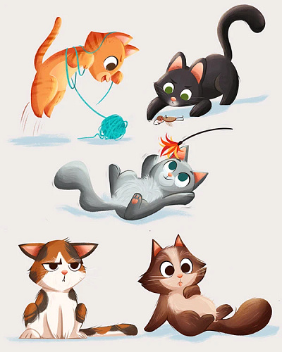 Just some cat expressions and color studies 😸