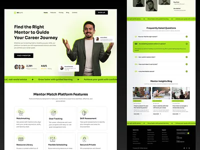 Find Your Perfect Mentor - Landing Page career mentorship web design figma design growth landing page mentor matching platform design mentorship landing page ui mentorship service modern mentor web concept online mentoring platform ui personal growth platform uiux web ui for mentorship program website design