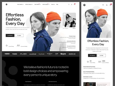 Fashion Ecommerce Landing Page bold typography web clothing brand homepage design ecommerce editorial style fashion brand storytelling fashion landing page homepage landing page luxury fashion web men and women fashion minimalist fashion ui modern apparel ui modern retail website product first landing page shopify store web design website