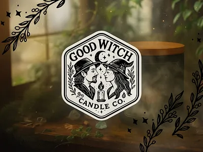 ✨🌙 Good Witch Candle Co. | Logo Design apothecary artisanal badge logo botanical brand identity branding candle brand celestial handmade hexagon logo icon illustrative logo logo logo design mystical small business typography vector witchy