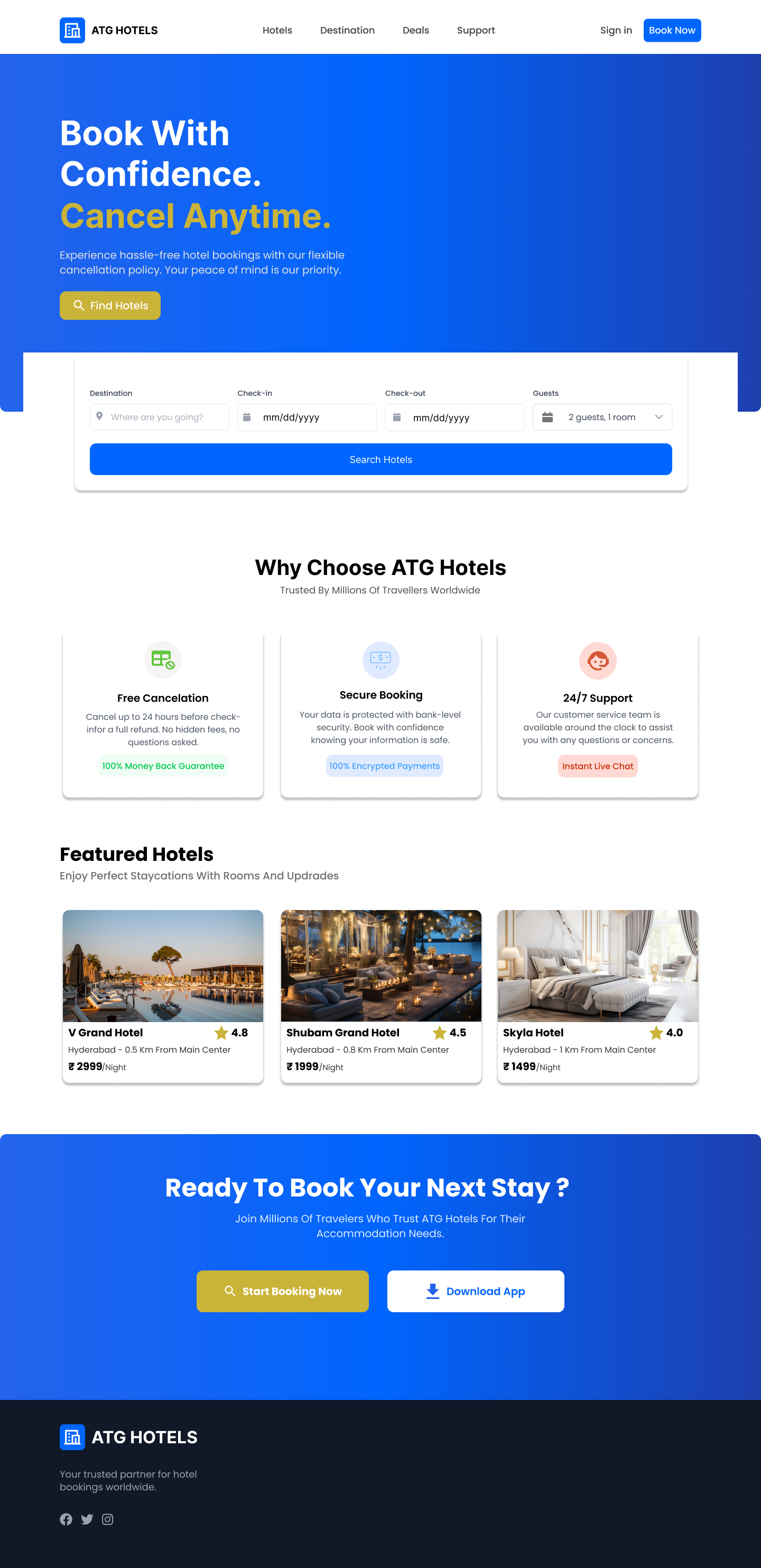 Hotel landing page-Ui 3d app branding design graphic design illustration landingpage logo typography ui userinterface ux