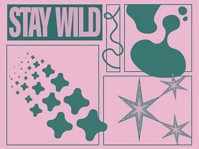 Two Color Design - Stay Wild abstract adobe illustrator art illustration colors digital design graphic design green illustration pink project student work vector