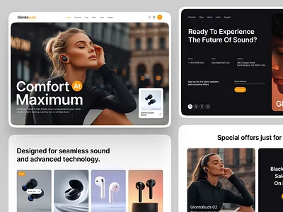 Earbuds E-commerce Landing Page UI clean ui e commerce e commerce landing page ecom ecom landing page ecom website landing page ui minimal ui modern landing page modern website ui shopify landing page website ui