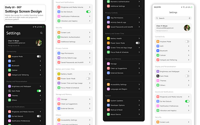#dailyui - 007 - Settings Screen for Mobile OS app design branding dailyui dailyuichallenge graphic design mobile ui screen settings ui