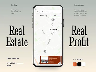 Real Estate Property Search App UI apartment app apartment finder clean ui home rental interface landing page mobile app design product design property listing property search real estate real estate app startup app