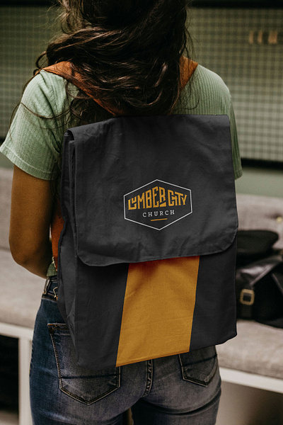 Lumber City Brand Identity backpack blue collar branding church city community logo lumber merch typography