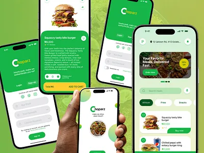 Choparz food delivery mobile app ui design branding design e commerce food food delivery uber eats clone ui ux vector