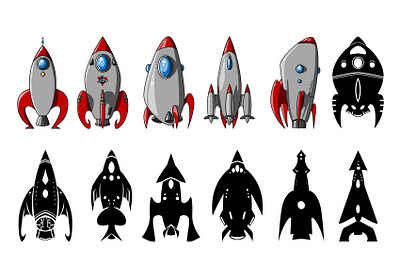 Mobile Game Visuals: Rocket Design Exploration cartoon style character design conceptart french industry illustration mobile game retro rocket design video game