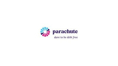 Parachute Branding banner branding burst circle debt free hat icon illustration logo nonprofit parachute pinwheel propeller