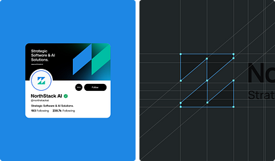 NorthStack.AI – Grid-Built Logo & Social Preview 3d animation brand guideline branding brandmockup custom logo eometriclogo graphic design illustration logo design logogrid minimalist moderndesign motion graphics professionalbranding socialmediabranding socialpreview typography ui uibranding