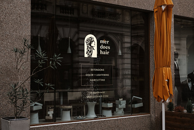 Mer Does Hair Brand Identity beauty braid branding extensions female hair icon illustration logo salon self care shop signage woman