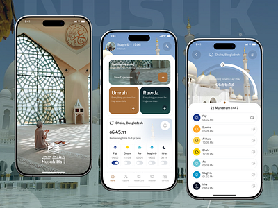 Nusuk App Redesign – Hajj & Umrah Guide al quran app design dua hajj app islamic app mobile muslim app nusuk app prayer app prayer reminder travel app uiux umrah app