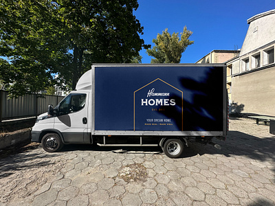 Hammann Homes badge branding builder construction design dream home icon illustration logo stamp system texture truck type typography
