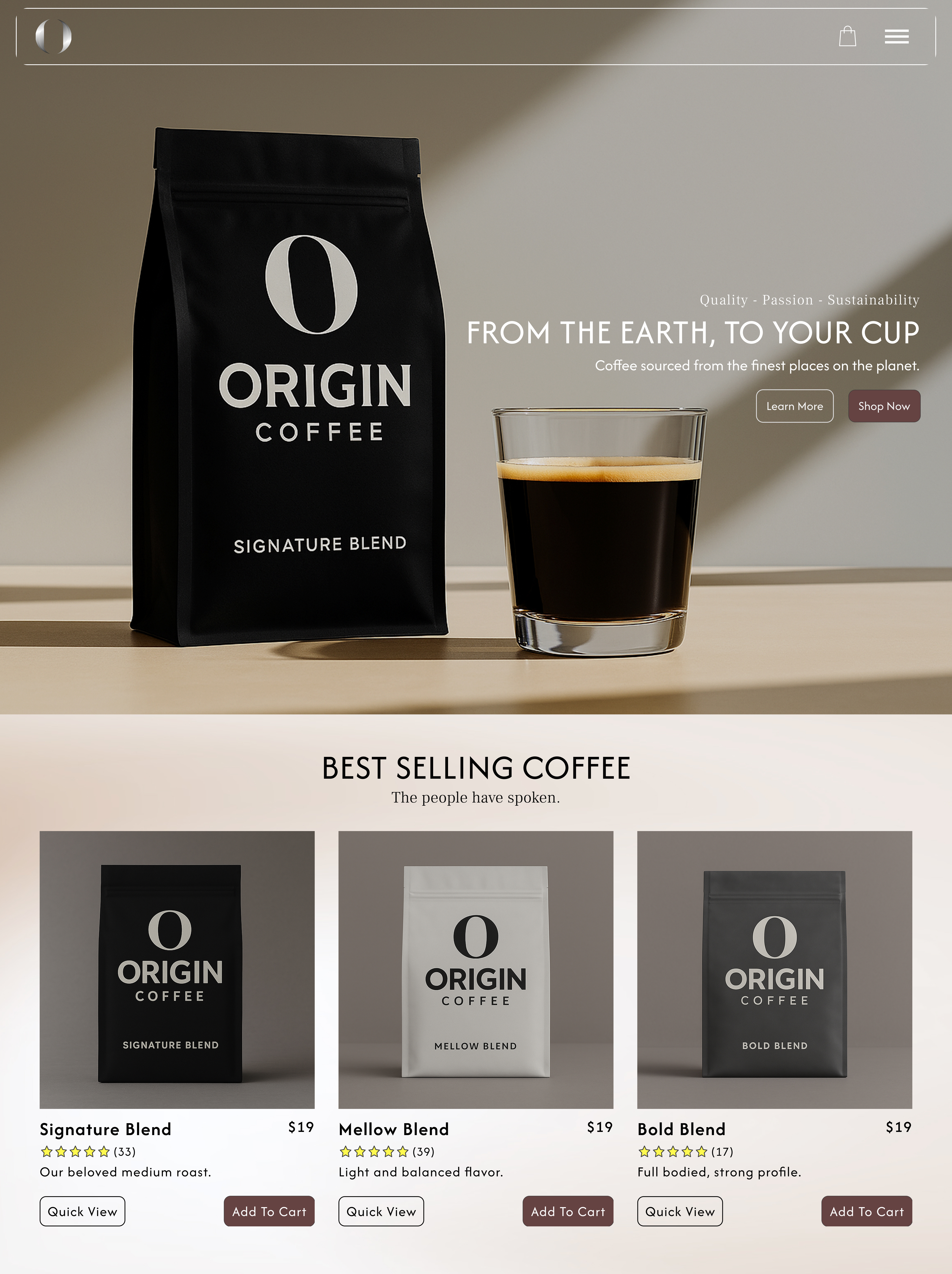 Minimal E-Commerce Website Design For A Premium Coffee Brand branding e commerce minimal design modern design ui web design