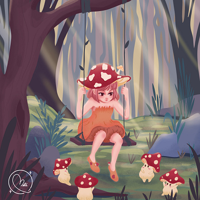 Mushroom girl affinity designer book illustration childrens book ilustration illustration vector