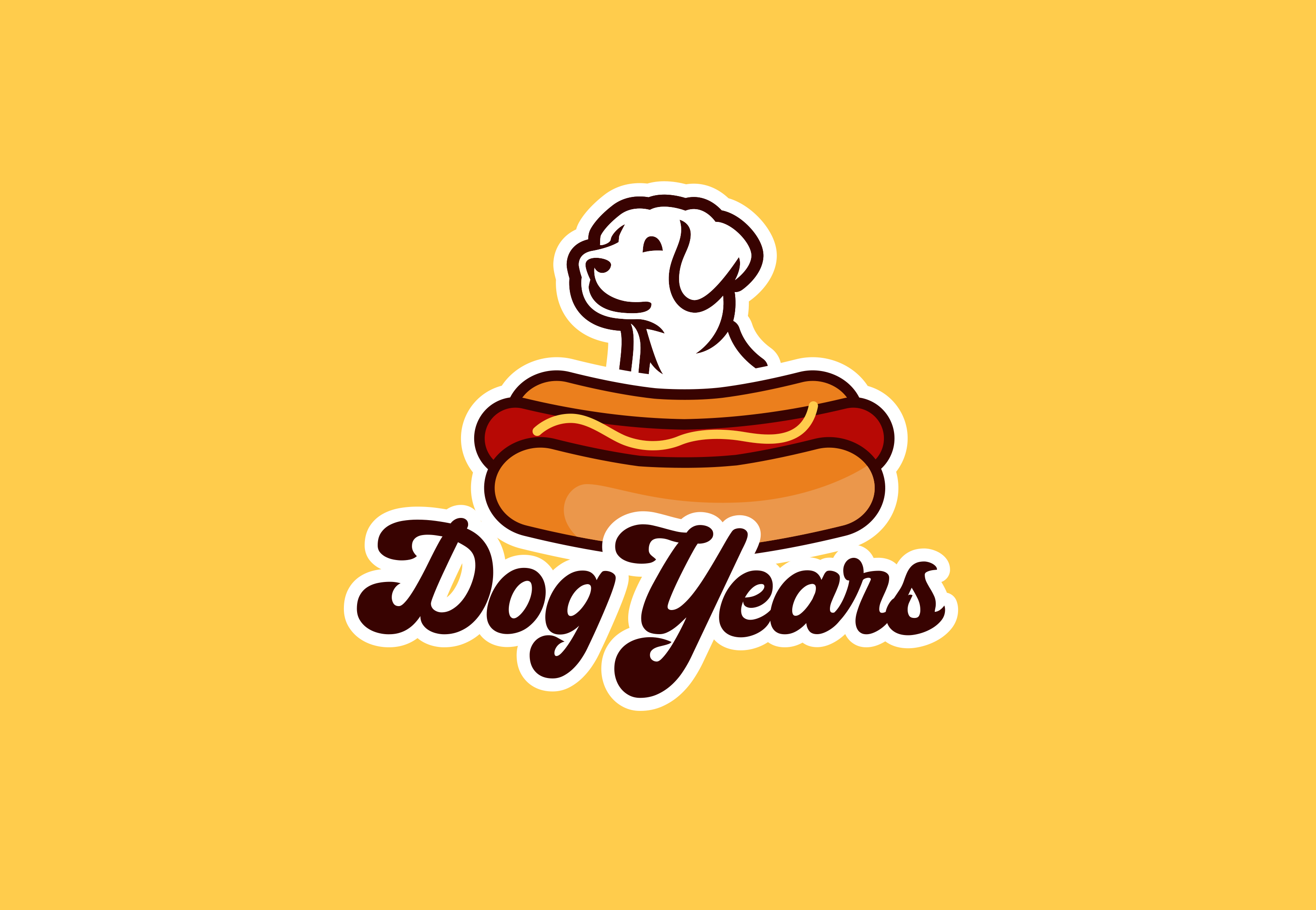 Dog Years Logo Redesign (American Pie) american pie buns classic diner dog fast food food hot dog mustard restaurant