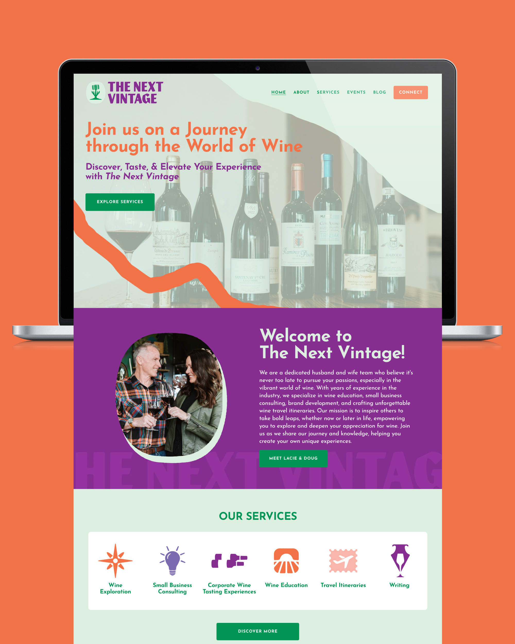 The Next Vintage Website, 2025 barrel bottle branding grapes squarespace vineyard vintage web design website website design wine winery