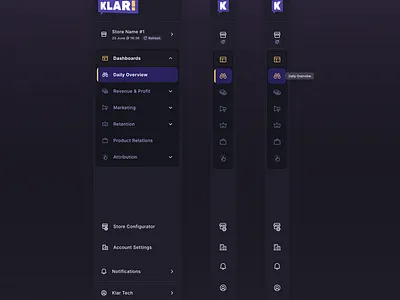 Menu collapsed and expanded accordion menu app navigation collapsed menu dark mode dashboards drawer menu expanded menu left side navigation menu hover menu icons menu navigation menu settings navigation reporting saas saas analytics app selector menu store selector