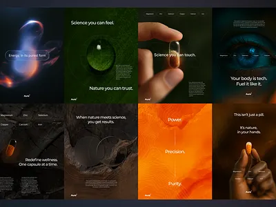 Aura Branding app black branding dark energy illustration nature photography pill science ui