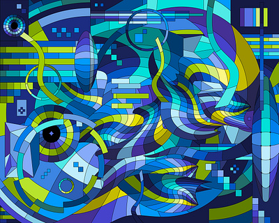 Midnight absract art design personal vector