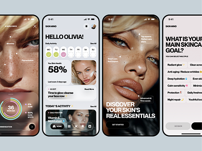 Smart Skincare Powered by AI 🤖✨ App ai app ai beauty ai bot app ai scanner app designer beauty app cosmetics app cosmetology product app ios app makeup minimal mobile app mobile app design salon app design skin app technology ui ux