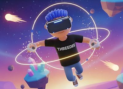 Virtual reality 3D illustrations 3d 3d illustrations ar blender branding character cute design flying game graphic design illustration illustrations kawaii low poly marketing resources vr