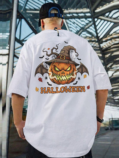 Spooky Jack-o'-Lantern Witch Hat & Bat Wings Halloween Design mystical