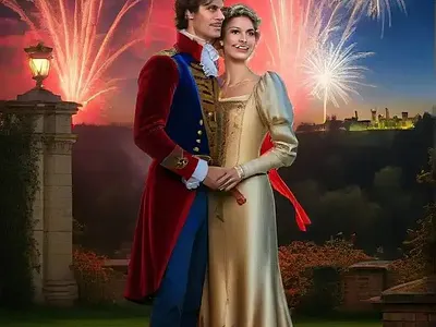 Fireworks over Majestic Framlingham in The Dukedom of Norfolk cover art work graphic design historical romance j