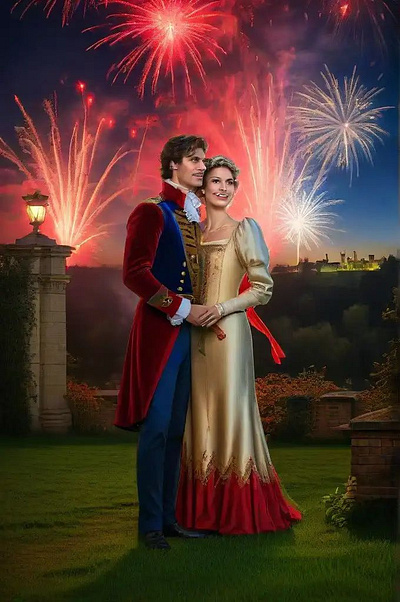 Fireworks over Majestic Framlingham in The Dukedom of Norfolk cover art work graphic design historical romance j