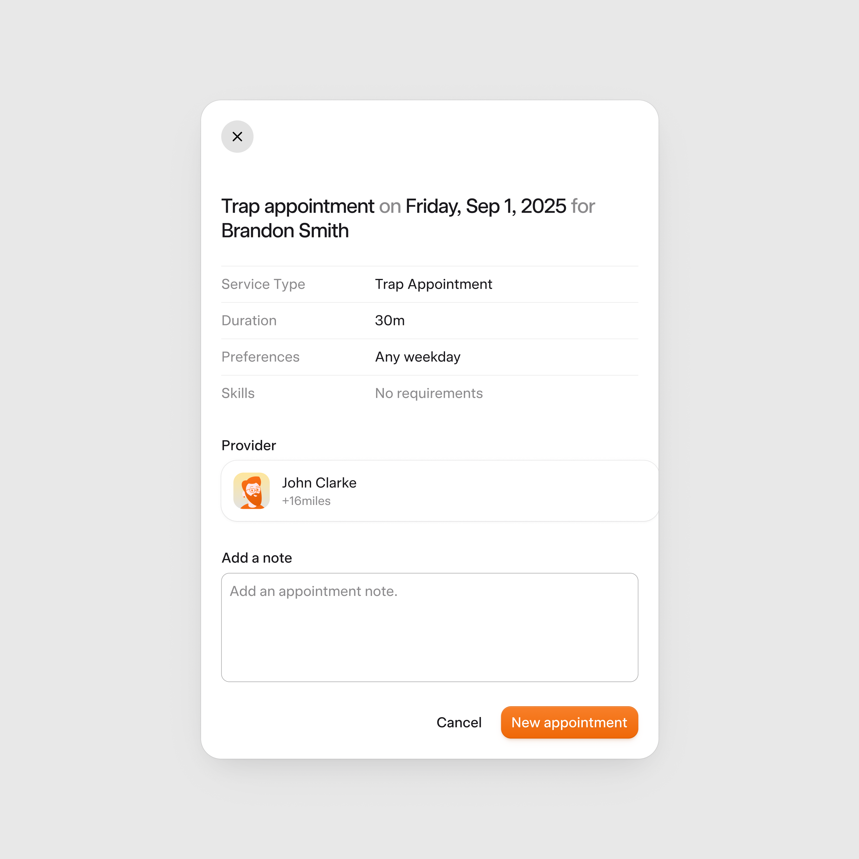 Appointment booking modal and components app dashboard design landing modal onboarding ui