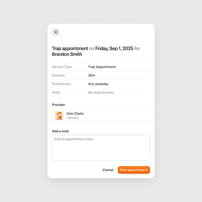Appointment booking modal and components app dashboard design landing modal onboarding ui