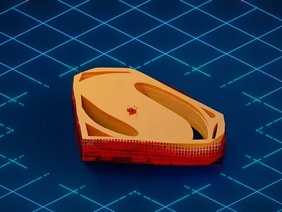 3D Superhero Logo Animated 3d 3d art blender blue branding comics design glass illustration isometric art logo mograph motion graphics neon red reveal superman