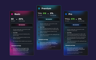 Subscription Dashboard – Earnings & Plans UI graphic design ui ui ux uiux ux web app web design