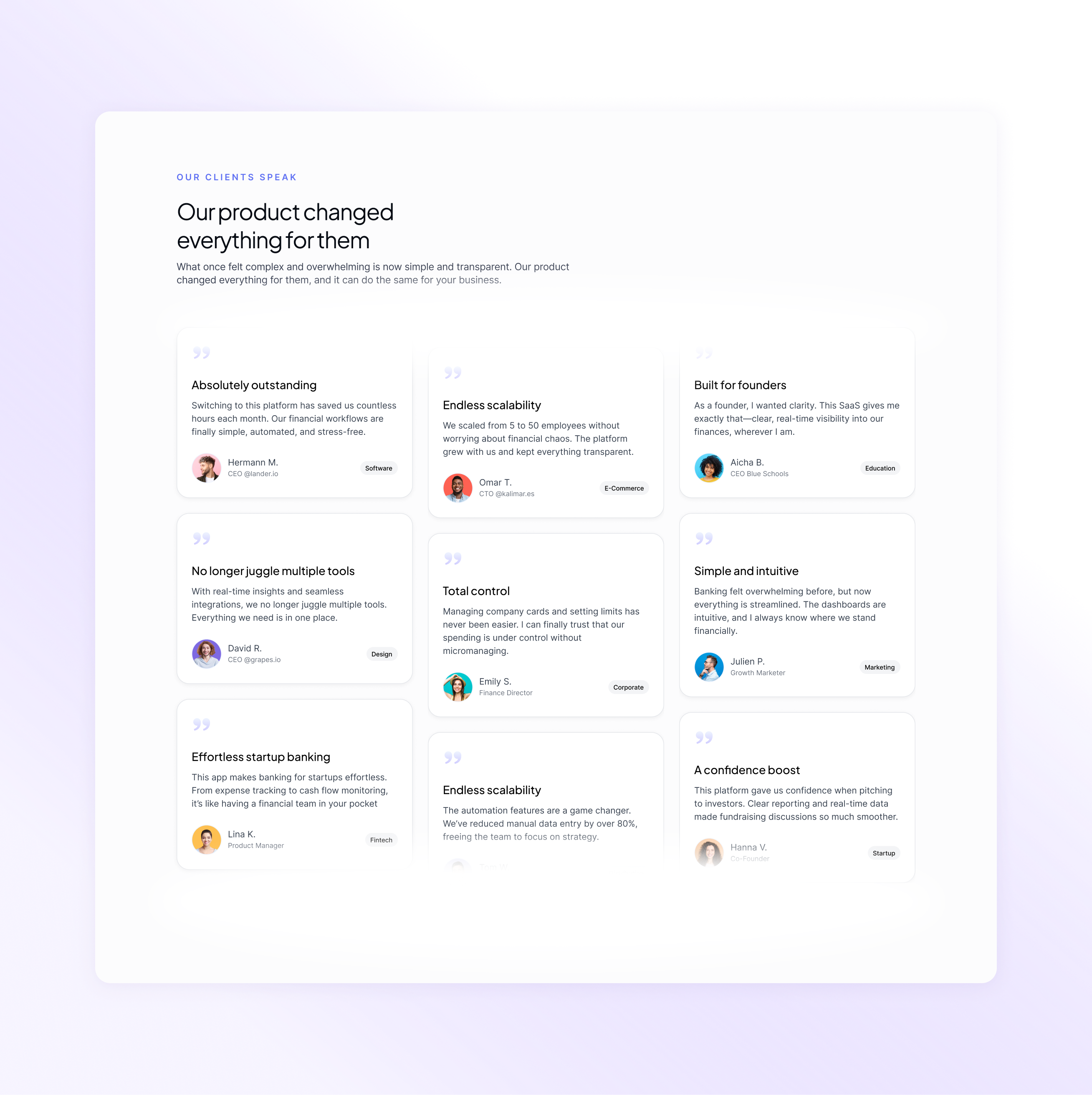 Testimonials Section landing page social proof testimonials website