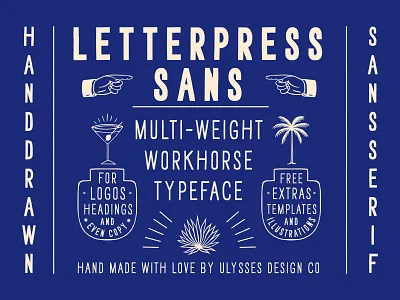 LETTERPRESS SANS - HAND DRAWN TYPEFACE brand identity branding design graphic design hand drawn branding hand drawn type illustration logo typography vintage branding