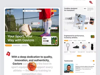 Gaviore - Sport Ecommerce Webiste app design branding design graphic design illustration logo ui uiux ux web design
