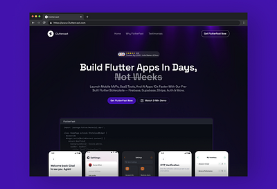 Cluttercast - Hero Section apps code fast flutter hero section landing page ui